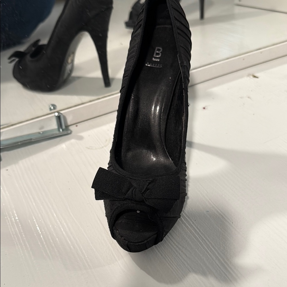 Black Peep-Toe Heels - Picture 2 of 9